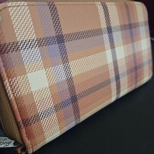 Thirty One All About The Benjamins Wallet Autumn Plaid Smooth Pebble